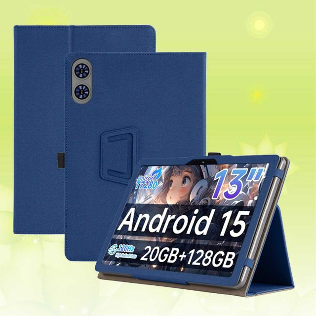 Stoßfeste Tablet Hülle aus PU-Leder für Teclast Tab T65 13,4 Zoll mit Ständerfunktion in Blau - Bild 1