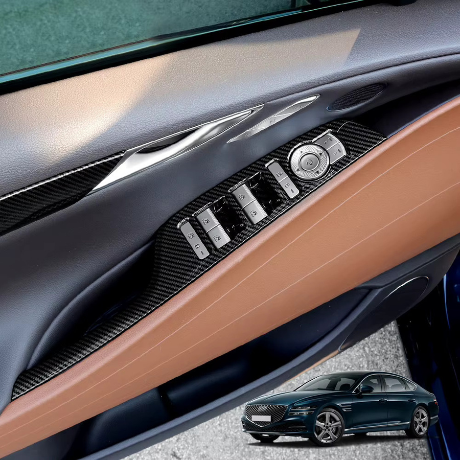 4er-Set Dekorative Zierleisten für Genesis G80 RG3 2021-2025 aus ABS in Schwarz für Fenstersteuerung und Türgriffe - Bild 1