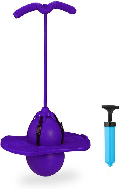 Relaxdays Pogo Ball Kunststoff Lila mit Griffen ab 6 Jahren - Bild 1