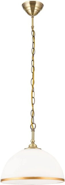 Orion Leuchten Hängeleuchte Old Style in Gold/Messing mit weißem Milchglas, Durchmesser: 33 cm - Bild 1