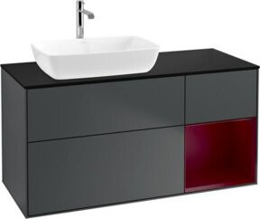 V&B Waschtischunterschrank Finion mit Wandbeleuchtung, Breite: 120 cm, Tiefe: 50,1 cm, Höhe: 50,1 cm, lackiert, matt blau - Bild 1