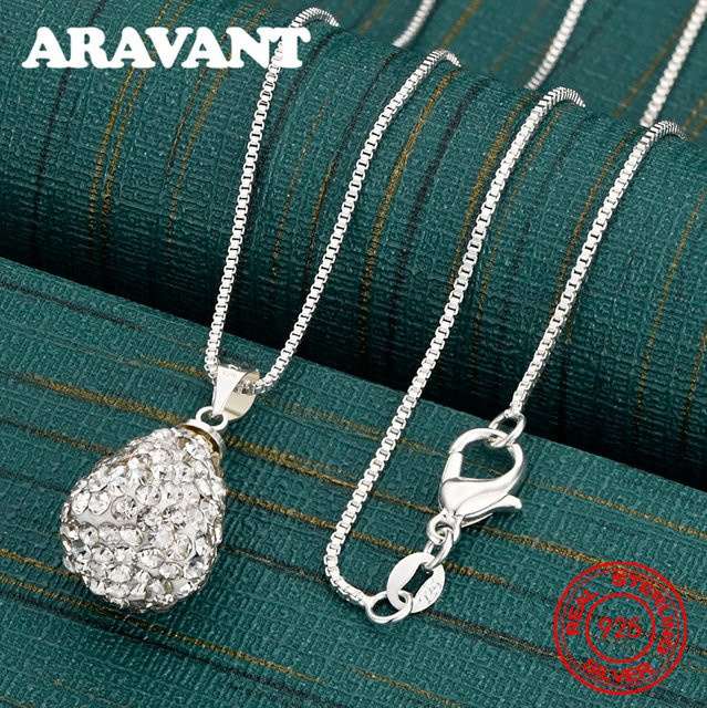 Halskette 925 Sterlingsilber, Zirkonia, Damen, tropfenförmiger Anhänger - Bild 1