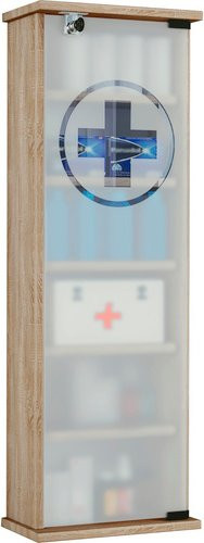 VCM Medizinschrank Gusal XXL in Beige mit Glastüren und Regalböden, B/T/H: 92 x 31 x 18 cm - Bild 1
