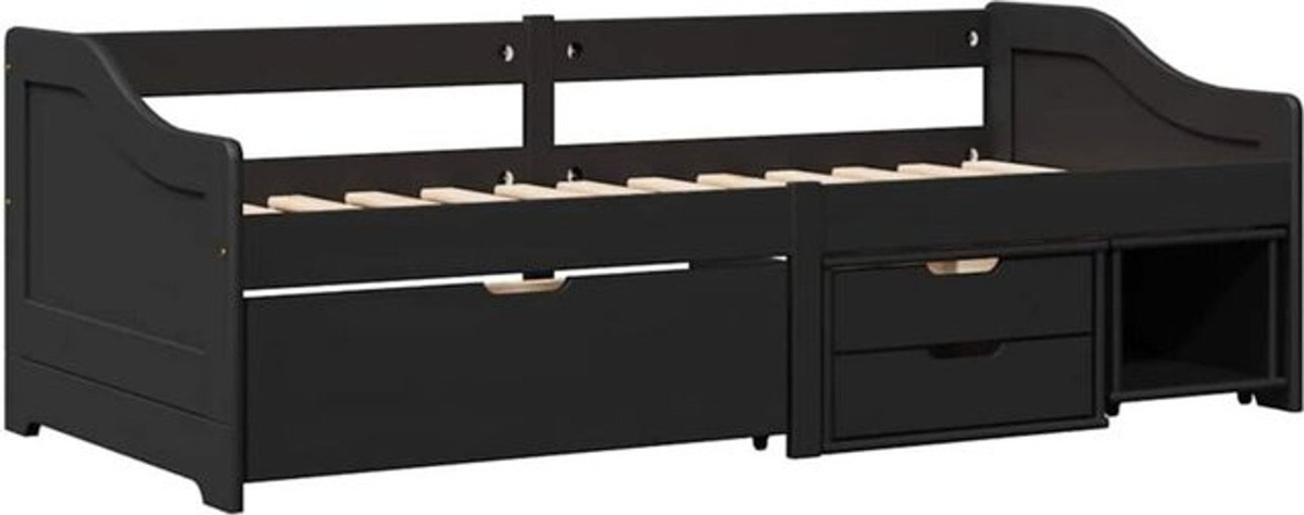 Vidaxl Tagesbett Irun aus Massivholz mit 3 Schubladen in Schwarz, B: 90 cm, L: 200 cm - Bild 1