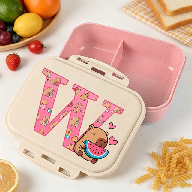 Potdemiel Bento-Box Capibara Anime-Design für Kinder und Studenten, Pink, Tragbare Lunchbox aus Kunststoff - Bild 1