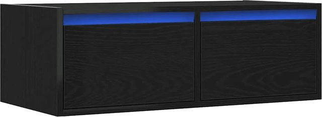 vidaXL TV-Schrank mit LED-Leuchten in Schwarz und Eichen-Optik, B/T/H: 75 x 35,5 x 25 cm - Bild 1