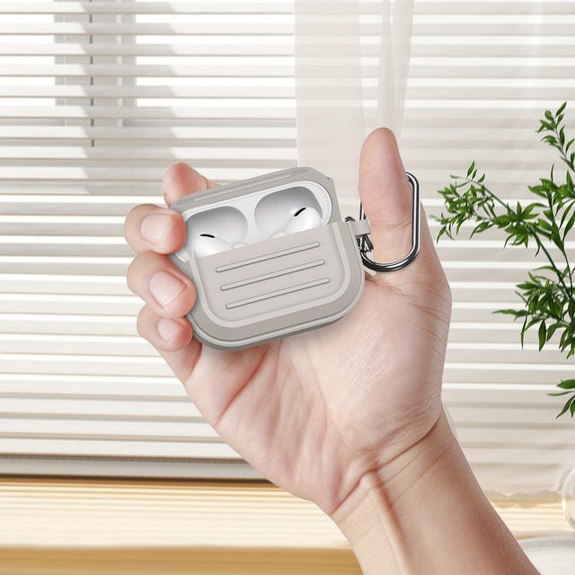 Schutzhülle aus Silikon für AirPods 1, 2, 3 und AirPods Pro 3. Generation mit Haken in Schwarz - Bild 1