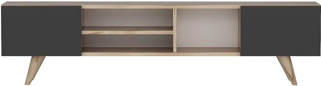 Vente-unique TV-Board Mostia im skandinavischen Design, Farbe Schwarz und Naturfarben Hell, Breite: 160 cm - Bild 1
