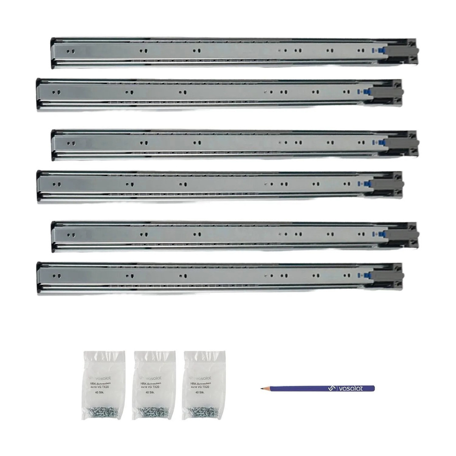 vasalat Kugelauszug Softclose Vollauszug mit Dämpfung, 3 Paar, Farbe: Silber, Material: Edelstahl, Länge: 700 mm - Bild 2