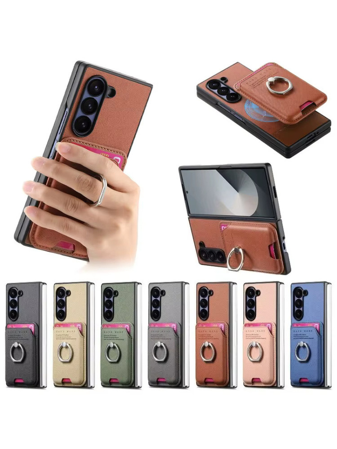 Samsung MagSafe Anti-Rutsch-Hülle mit magnetischem Kartenhalter und 2-in-1-Ringständer für Galaxy Z Fold in Beige - Bild 5