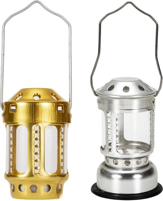 Tooarts Tragbare Kerzenlaterne aus Aluminiumlegierung zum Aufhängen für Camping und Outdoor in Gold und Silber - Bild 1