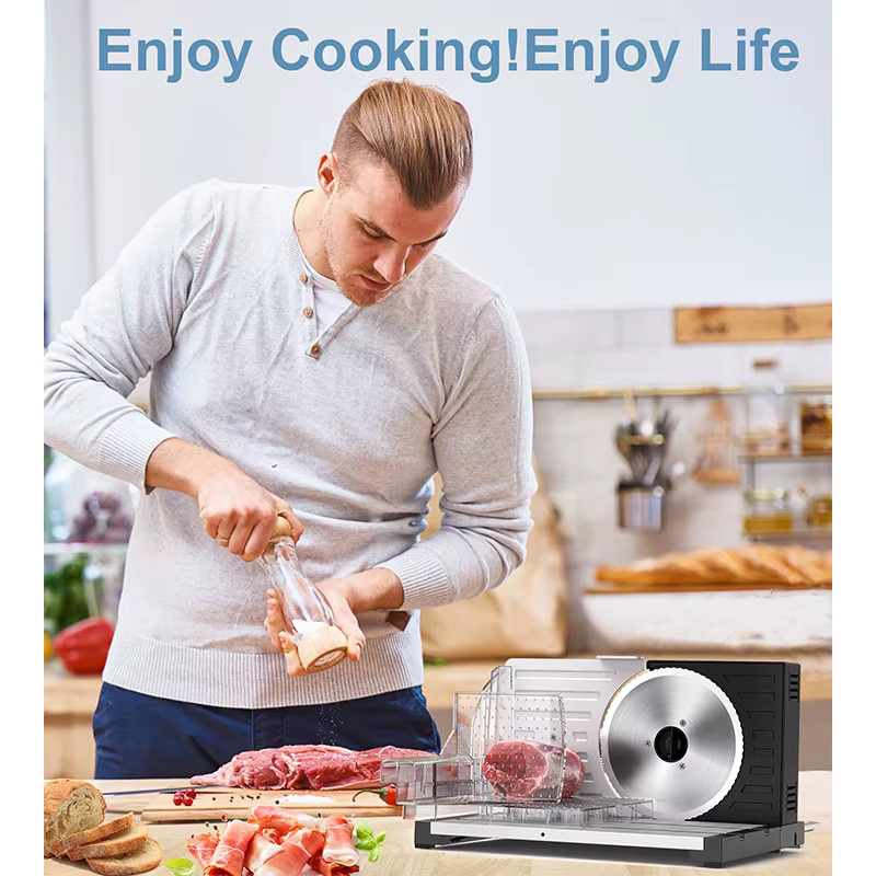 Elektrischer Fleischschneider von SUSWEETLIFE in Schwarz mit Edelstahlklinge für gefrorenes Fleisch, Käse und Speck, leiser Motor und Kindersicherung - Bild 2