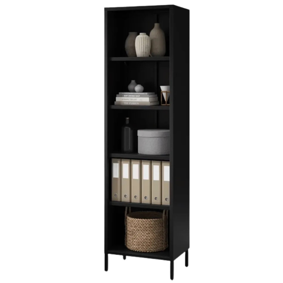 DELUKE Bücherregal Metall Schwarz mit 5 verstellbaren Ebenen, H x B x T: 180 x 50 x 35 cm - Bild 2
