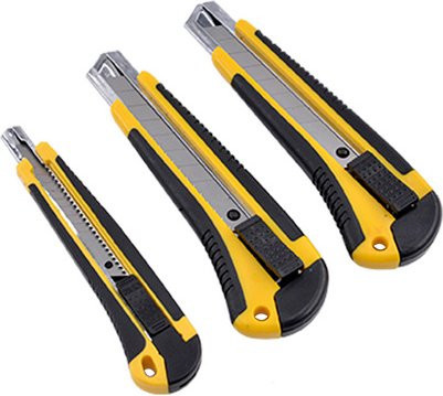 GO/ON! Universalmesser-Set aus Carbonstahl, gelb/schwarz/silberfarben, 9 mm Snap-Off Klinge - Bild 1