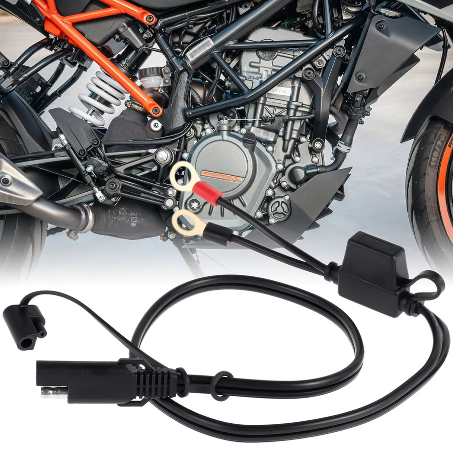 everso SAE zu Ring Terminal Verlängerungskabel für Motorrad Batterie und Ladegerät, Schwarz - Bild 2