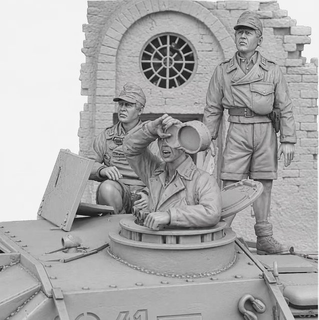 BAANFU Harzfiguren-Modellbausatz Panzerbesatzung, Maßstab 1:35, Militär - Bild 1