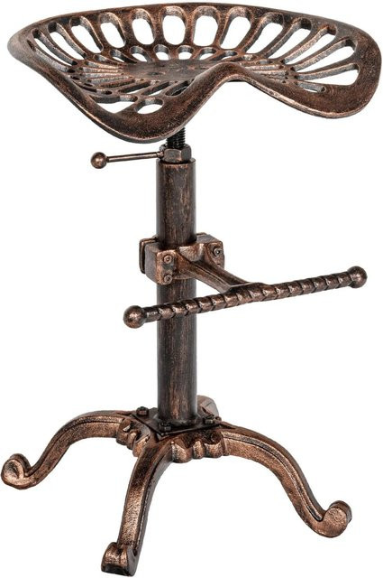 DELUKE Barhocker BODAN Barstuhl aus Metall in Bronze, höhenverstellbar im Industrial-Stil, B/T/H: 44 x 34 x 56 cm - Bild 1