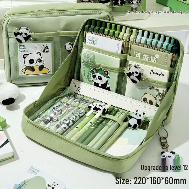 Got Now Panda 12-Fächer-Federmäppchen aus Segeltuch für Jungen und Mädchen - Bild 1