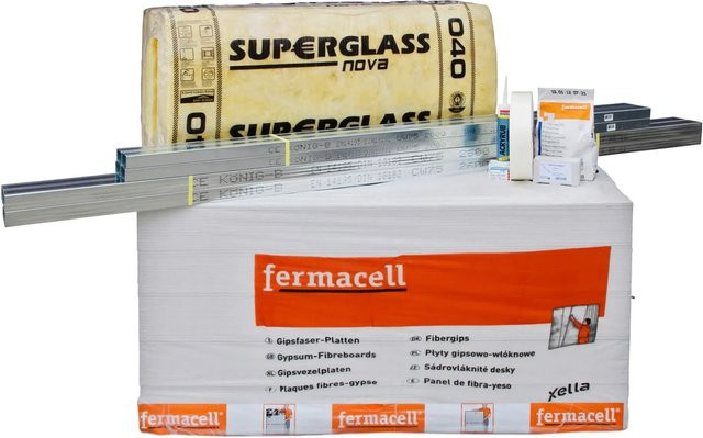 Fermacell Trennwand-Komplettpaket mit Gipsfaserplatten in Weiß, 12,5 mm Stärke - Bild 1