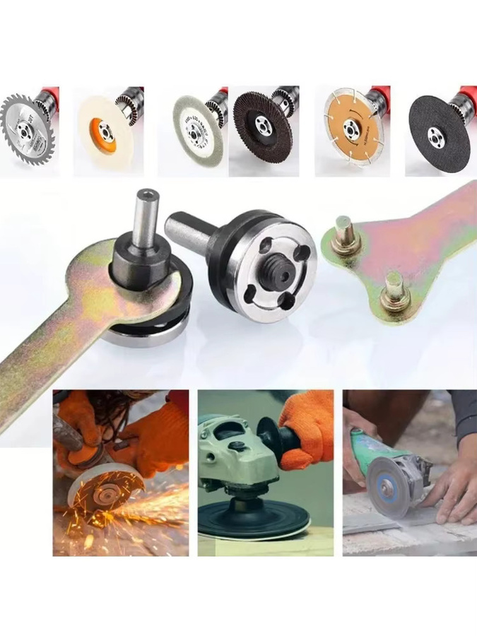 Elektrischer Bohrer-Winkelschleifer Adapter-Satz für Metall-Verbindungen mit Trennscheiben- und Polierrad-Adapter in Silber - Bild 5