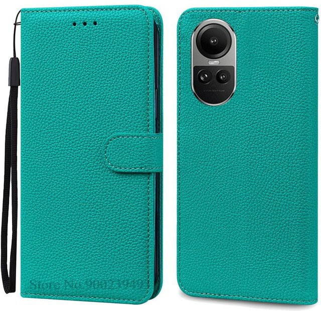 Lederhülle für OPPO Reno10 5G, Reno 10 Pro 5G und Reno 10 Pro Plus als Brieftasche Flip-Cover in Cyanblau - Bild 1