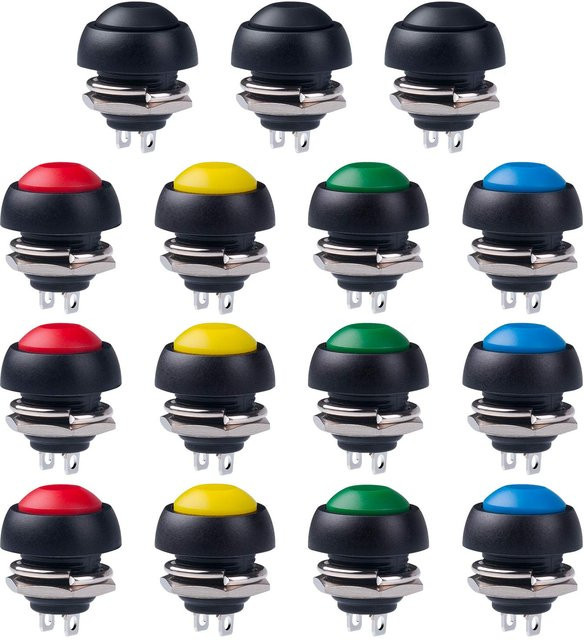AOKIN 20er Set Wasserdichte Momentary Push Button Schalter Mini Micro Schalter Normal Offen NO 125V 3A in Rot und Schwarz - Bild 1