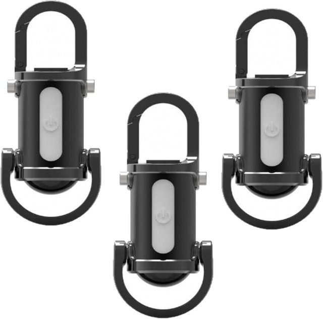 YJMP Super Lighting COB LED Mini Schlüsselanhänger Taschenlampe, USB wiederaufladbar, Schwarz, 3er-Set - Bild 1