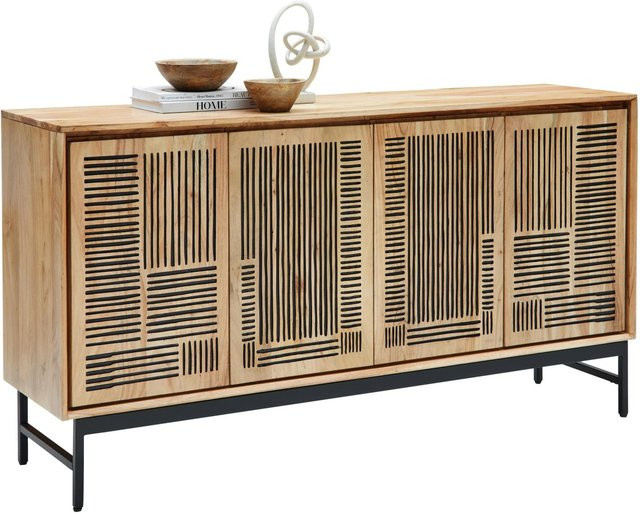Mömax Sideboard Tarim in Schwarz und Akazienfarben mit modernem Design aus Holz und Metall, B/T/H: 160 x 40 x 85 cm - Bild 1