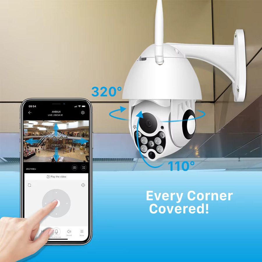 Abuntu YCC365 Plus PTZ Wifi Outdoor Kamera, 1080P HD CCTV Sicherheitssicherheitssensoren, 4x Zoom, Wasserdichte Speed Dome Drahtlose Überwachungskamera, Weiß - Bild 3