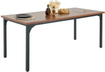 VEVOR Rechteckiger Esstisch im Bauernhaus-Stil für 6–8 Personen, braun, mit Eisenbeinen, B/T/H: 180 x 75 x 75 cm - Bild 1