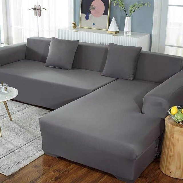 BC-Warm Home Sofabezug Canvas Allround-Universalbezug in Grau, rutschfest und modern, Breite: 90-140 cm - Bild 1