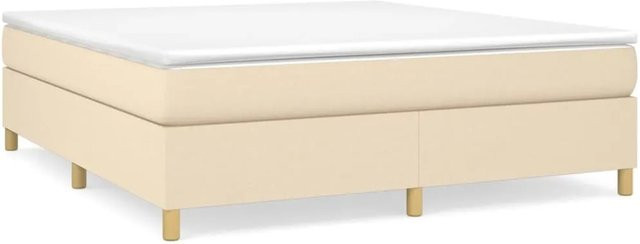 vidaXL Boxspringbett mit Matratze Creme, Hybrid-Bett mit Taschenfederkern aus Stoff, B/T/H: 160 x 200 x 35 cm - Bild 1
