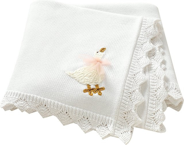 Mimixiong Babydecke aus Baumwolle in Weiß, B/B/H: 100 x 80 cm - Bild 1