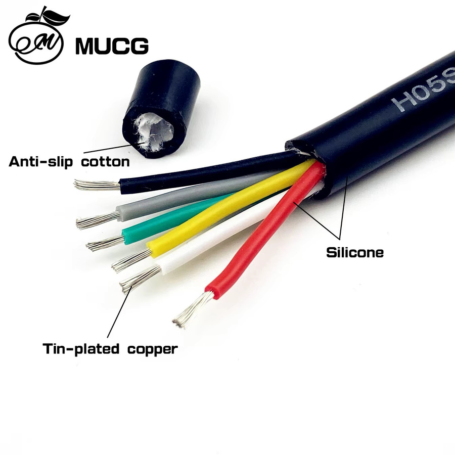 MUCG 2C-5-adriges Silikonkabel, ultraweiches und hitzebeständiges elektrisches Stromverlängerungskabel in Schwarz - Bild 3