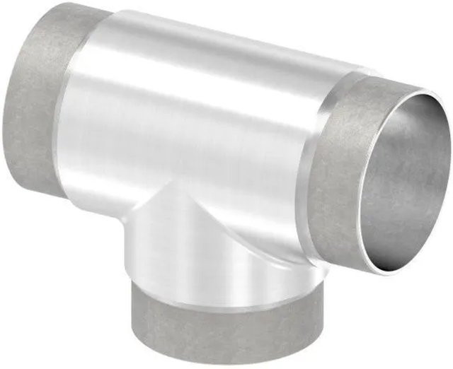 FeNau T-Stück aus V2A Edelstahl in Silber für Rundrohr Ø 60,3 x 2,0 mm, gebürstet - Bild 1