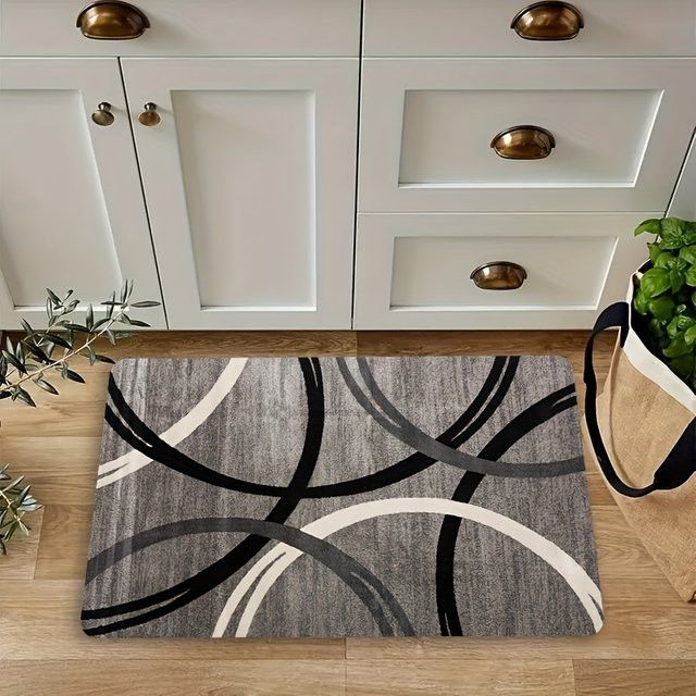 VIKAMA Minimalistischer geometrischer Teppich, rutschfest und wasserabsorbierend für Wohnzimmer, Küche oder Balkon - Bild 1