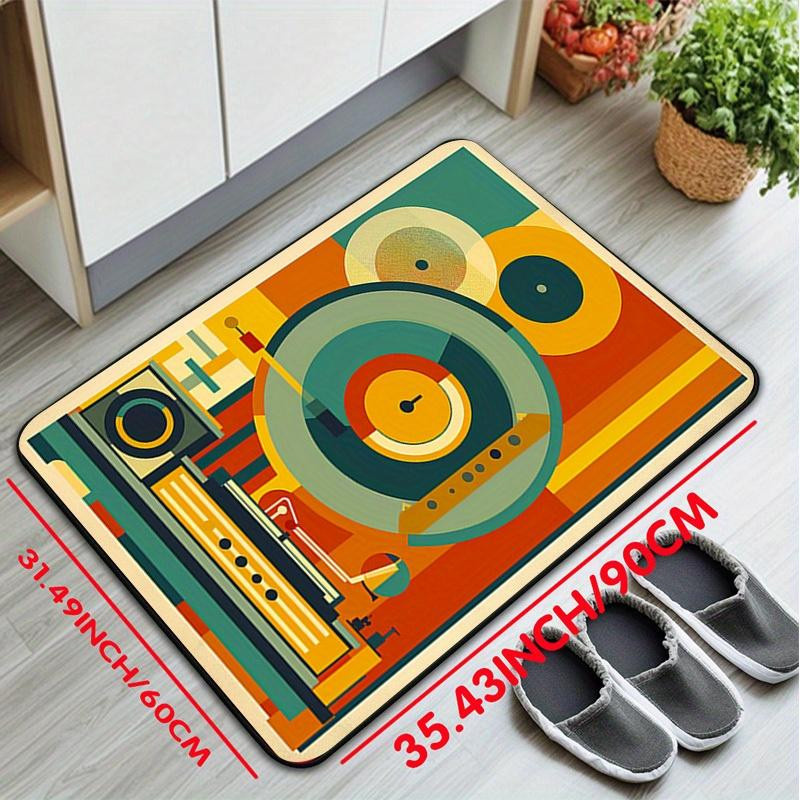 Rouxin eight Vintage Plattenspieler Retro Musik Fußmatte, waschbarer dekorativer Teppich aus Polyester, Mehrfarbig, B/T: 60 x 40 cm - Bild 2