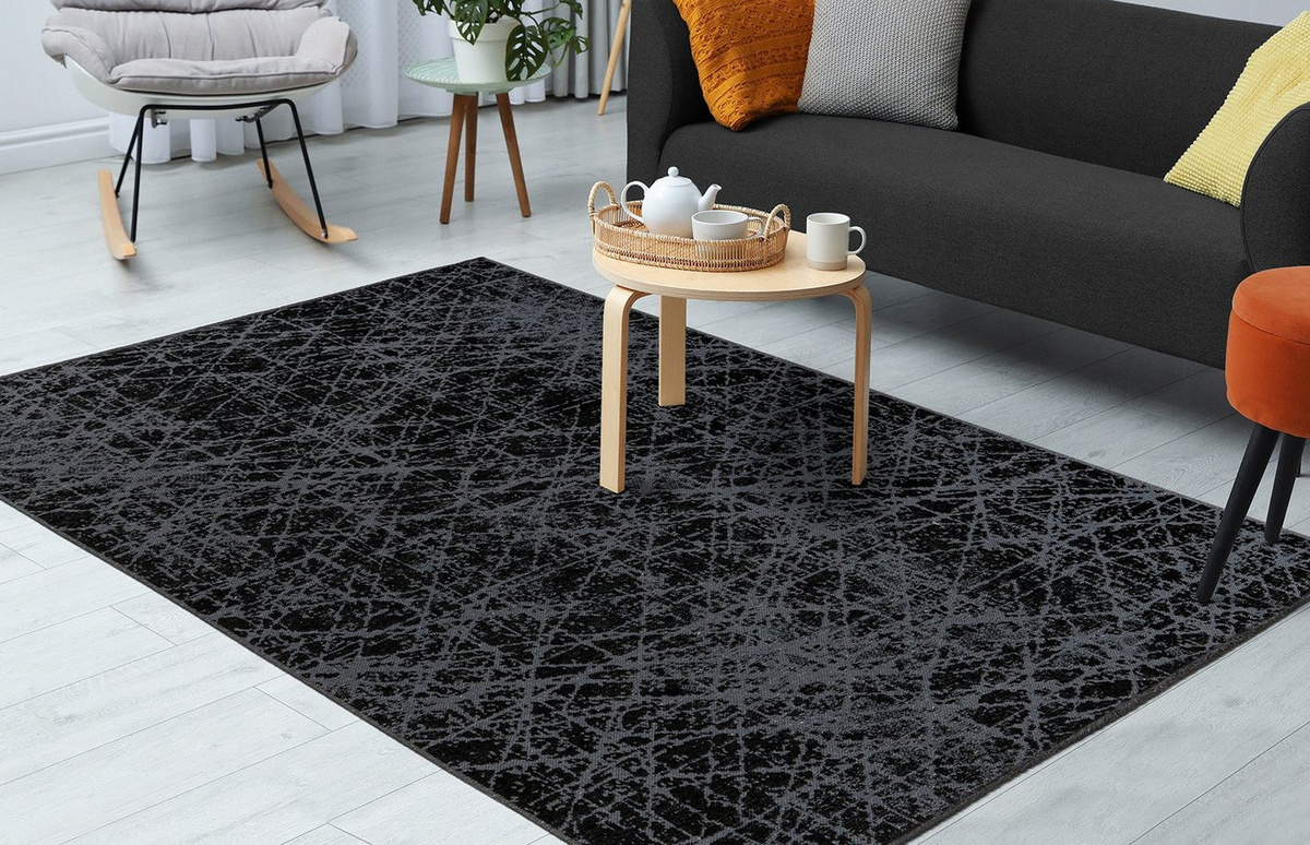 Kayoom Teppich Kalea 225 Grau Flachgewebeteppich mit Relief-Design im Used-Look B/H/L: 80 x 0,8 x 150 cm - Bild 1
