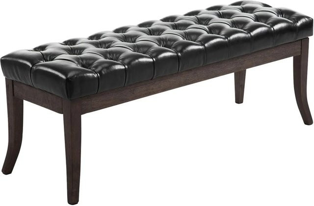 CLP Sitzbank Ramses im Chesterfield-Stil aus Kunstleder in Schwarz/Antik-Dunkel, Breite: 120 cm - Bild 1