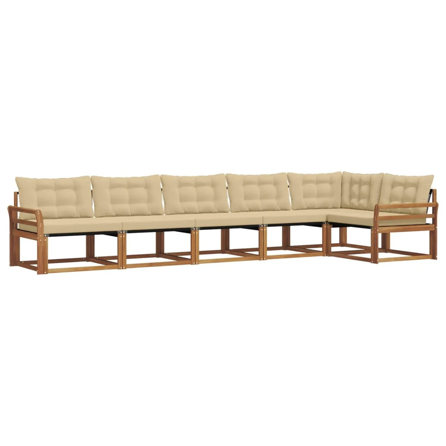 vidaXL Outdoor-Sofagarnitur 6-teilig aus Akazienholz mit Kissen in Beige und Natur - Bild 2