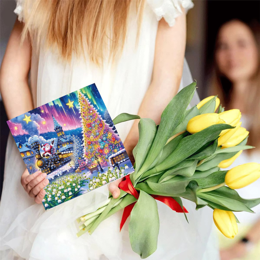 6 DIY Diamant-Malsets für Weihnachtsgrußkarten in Multicolor aus Papier - Bild 3