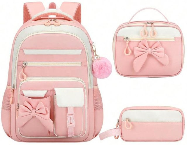 Fancy Style Studio Schultaschen-Set für Grundschülerinnen in Pink mit Rucksack, Federmäppchen und Brotdose - Bild 1