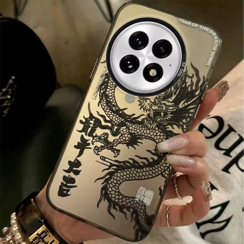Stoßfeste TPU Schutzhülle mit Drachen-Design für OnePlus 13, 15, 15R, 13T, 13R, 12, 10T, ACE 6, 5 Pro in Schwarz - Bild 1