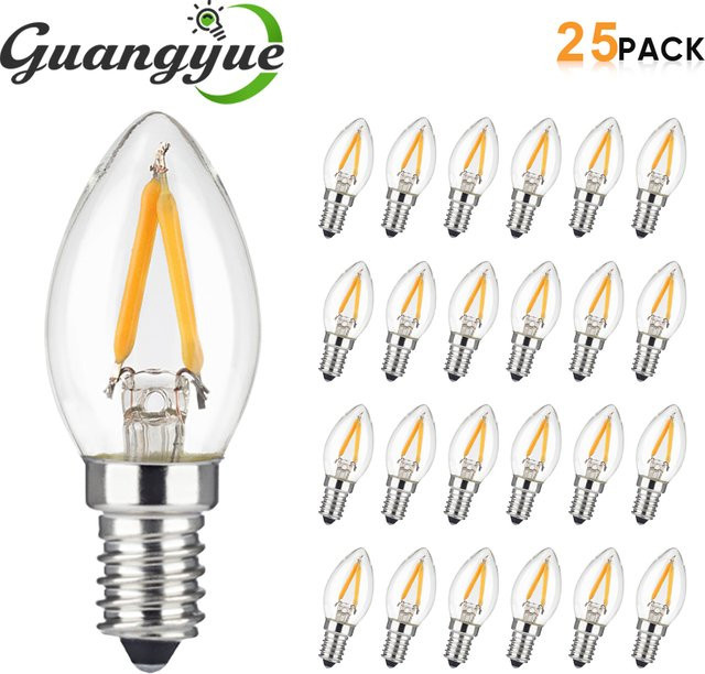 Grensk LED C7 Nachtlichtbirne Retro warmweiß E14 E12 1W 2200K transparent - Bild 1