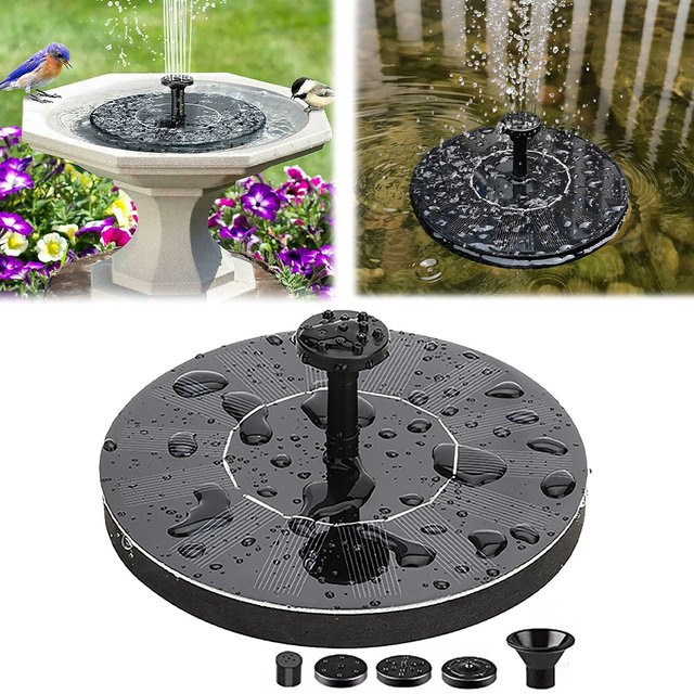 APWIKOGER Solarbetriebene Wasserfontänenpumpe mit 6 Düsen in Schwarz für Gartenteiche, Pools und Fischbecken - Bild 1