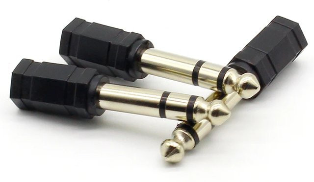 ELECAPITAL 3er Set Audio Adapter Set: 6,35 mm Mono Stecker auf 3,5 mm Stereo/Mono Klinke - Bild 1