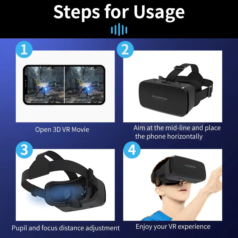 VR SHINECON Virtual Reality Brille in Schwarz für Smartphones mit 3D-Film-Funktion und Joystick-Unterstützung - Bild 4