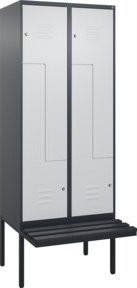 C+P Z-Spind Classic PLUS Sitzbank mit 4 Fächern und Zylinderschloss, Kunststoff-Sitzfläche, B/T/H: 212,0 x 80,0 x 81,5 cm, Anthrazit/Grau/Schwarz - Bild 1