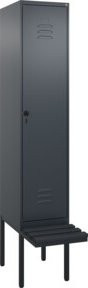 C+P Spind Classic PLUS Garderobenschrank mit Sitzbank, 1 Abteil, Schwarzgrau, B/T/H: 212 x 40 x 81,5 cm - Bild 1