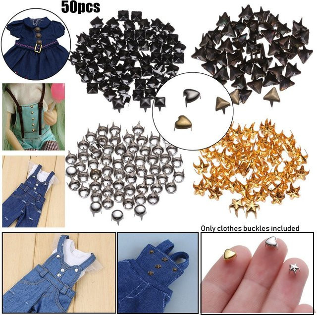 50-teiliges Set Ultra-kleine Metall Schnallen Für Puppe Kleidung, Stern, Grau, Bunt / Mehrfarbig - Bild 1